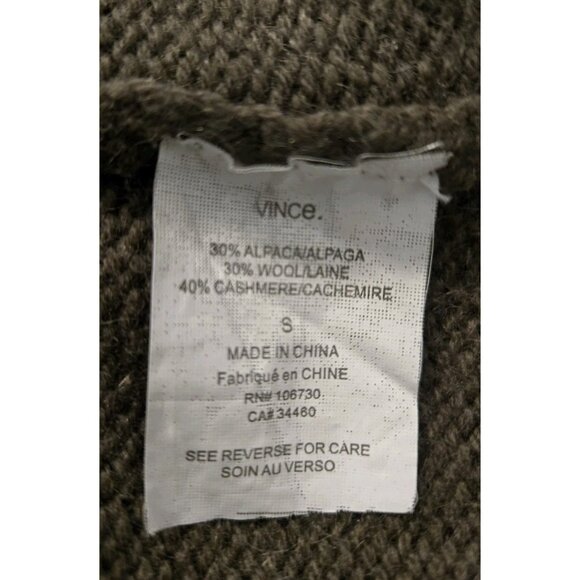 Vince Brown Embroidered Sweater Cardigan S Alpaca Cashmere Shawl Collar - Picture 7 of 8